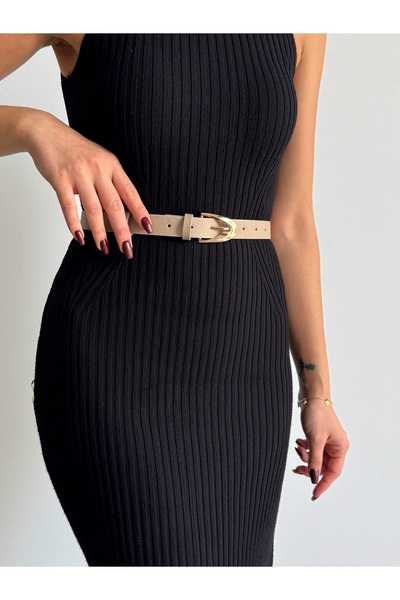 KIRASE Women's Gold Stylish Trouser Belt, Jacket Belt, Dress Belt Size 110 - Width 2.2 cm