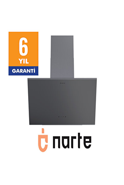NARTE -H20060S 60 CM Gri Cam Inox Çıtalı Eğimli Davlumbaz - 6 YIL GARANTİLİ