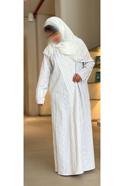 AYA mw1530-Abaya-Linen-White-Striped