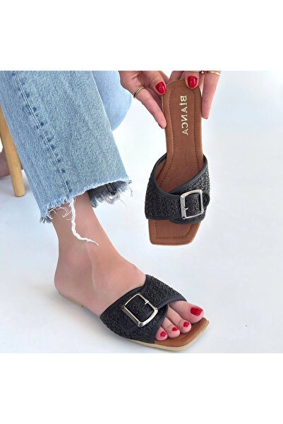 ALFA AKSESUAR 03 Revin Black Skin Slippers