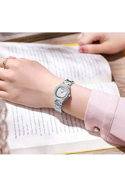 Curren -9101 Original Brand Stainless Steel Band Wrist Watch For Women With Free Box