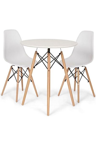 AWF AL WADI FURNITURE Slino Eames 1 Round Dining Table + 2 Chairs Wood Dining...