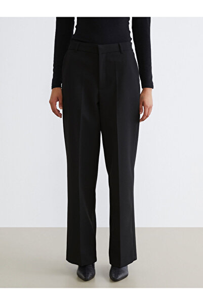 LC Waikiki Black Standard Fit Wide Leg Women's Trousers