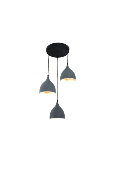 Vooltex Triple pendant light for the kitchen – black with a gold touch (Model 170-BK+GD)