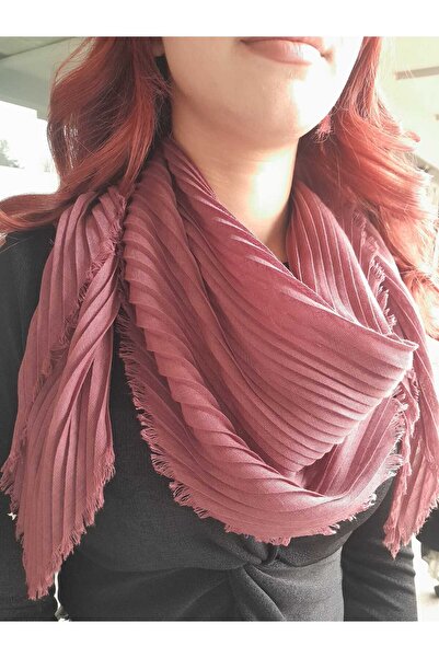 BurcHair Combination Complementary Pleated Permanent Single Color Shawl 90X90