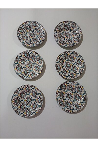 Cay Çay Tabağı 6 Adet - Metal Etnik Desenli Çay Tabağı