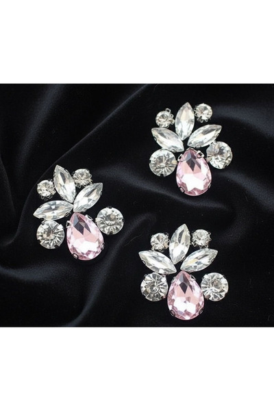 Pratik aksesuar Gümüş Renk Cam Kristal Ütü Yapıştırma Taşlı Motif 10 Adet