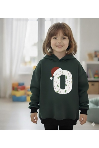 ÇAĞLA KURT O Letter Sweatshirt with a Cap for Girls for the New Year