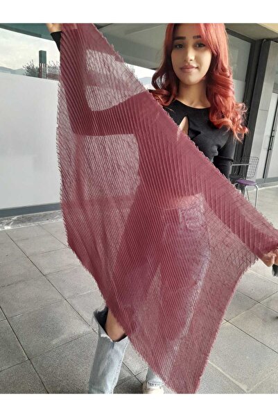 BurcHair Combination Complementary Pleated Permanent Single Color Shawl 90X90