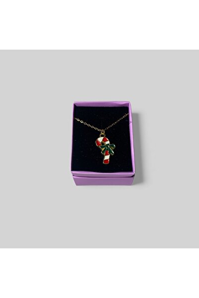 Menessa World Candy Cane Christmas Themed Necklace