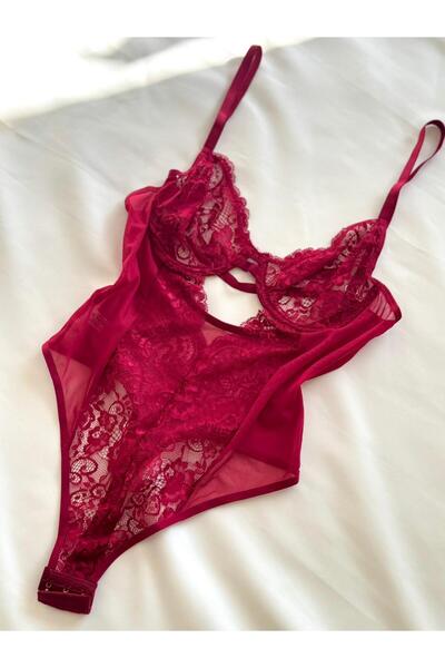 THE SECRET KİSS KADIN BORDO DANTELLİ TÜLLÜ BABYDOLL