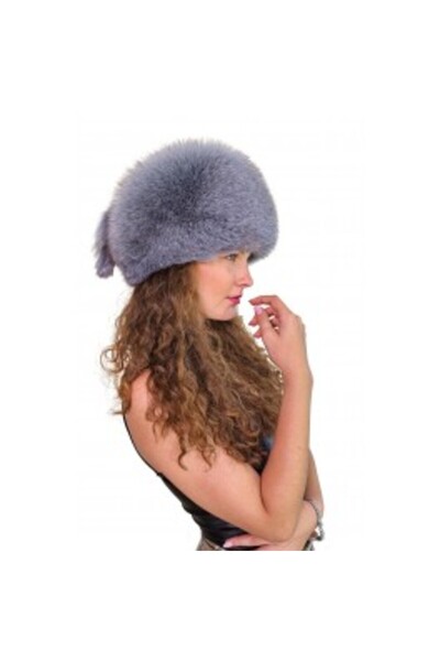 PFA CIOCARLAN ELENA Women's leather and fox fur hat, gray, CF102 56 cm