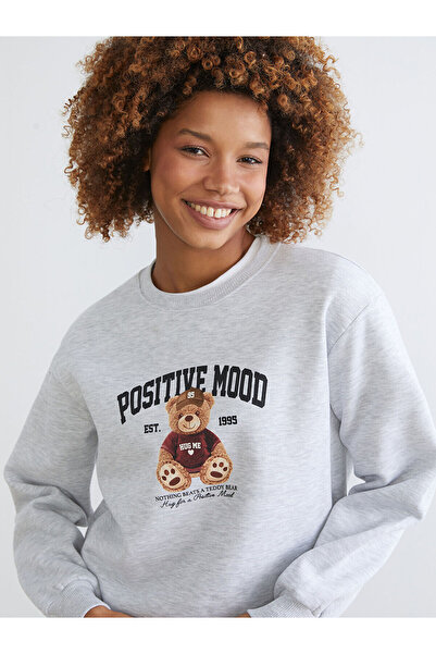 LC Waikiki سترة نسائية سميكة من Bear Teddy مطبوع قصة فضفاضة