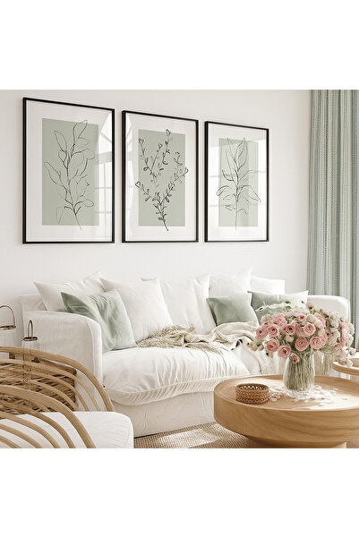 NT Handmade Laminated Framed Pvc Protected 3-Piece Abstract Leaf Pattern Uv Printing Mdf Wall Painting Set