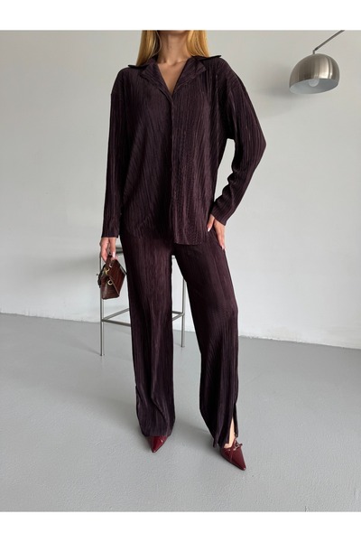 inmuse Piliseli Kahverengi Takım