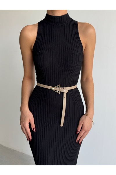 KIRASE Women's Gold Triangle Model Useful Trouser Belt, Coat Belt, Dress Belt Size 120 Cm- Width 1.5 cm