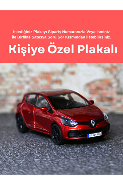 bebeym Renault Clio 4 Metal Oyuncak Araba - Kişiye Özel Hediye Plakalı Kırmızı Clio 4 Model Araba Die Cast