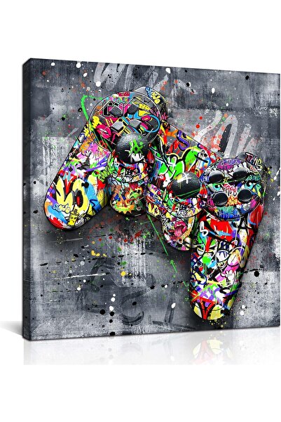 Today Idea ديكور حائط للألعاب - لوحة جرافيتي قماشية مقاس 20×20 بوصة مشدودة وم...