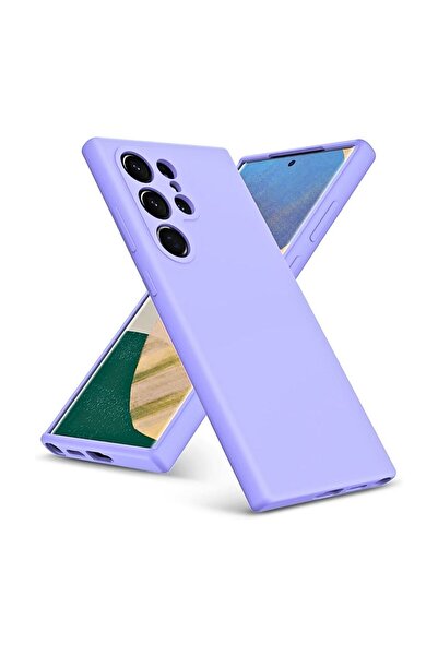 HANPORIUM حافظة سيليكون متوافقة مع هاتف سامسونج جالاكسي S22 الترا - غطاء حماية للكاميرا بلون باستيل - أرجواني