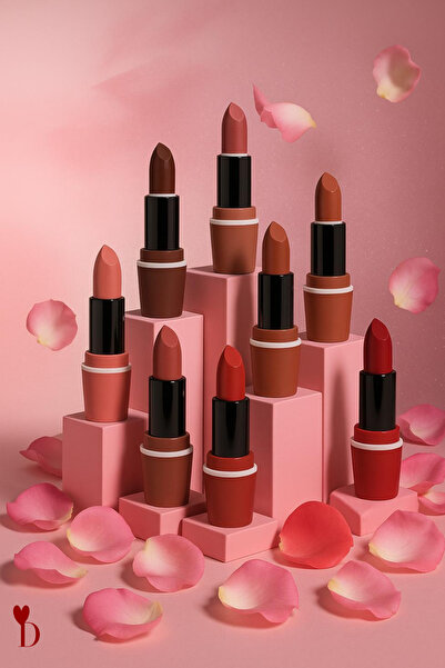 Dami Beauty KADİFEMSİ DOKUNUŞ BESLEYİCİ MATTE STAY MAT RUJ 8'LÜ SET-8 NUDE RENK