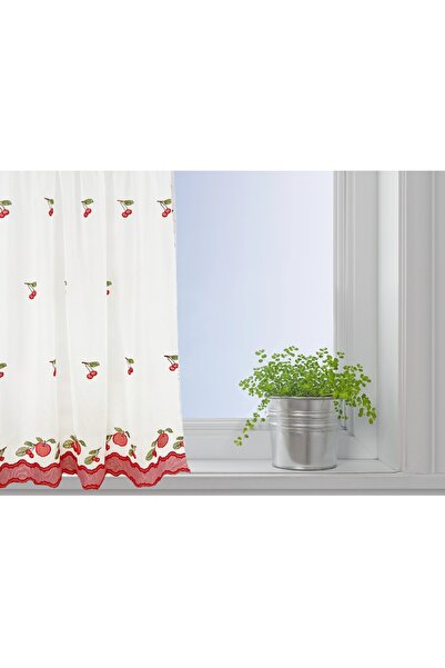 OEM Kitchen curtain, 140x210 cm, with drapery, cherries, white/red
