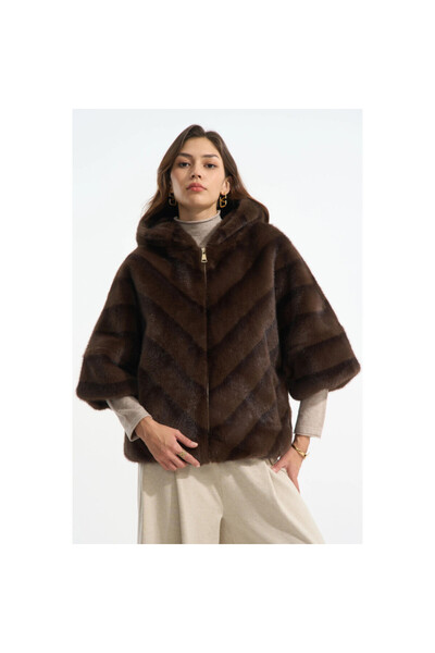 OEM Artificial fur cape coat - brown