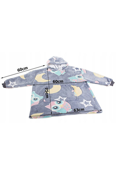 TECOS Children's blanket, sweatshirt type, Tecos®, universal size, pocket, phosphorescent elements, gray