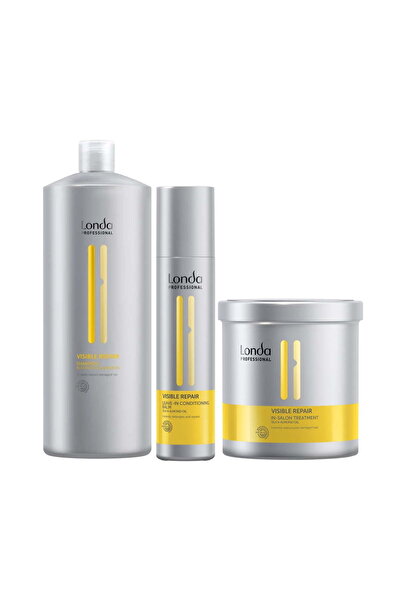 Londa Professional Σετ Visible Repair — Σαμπουάν 1000ml, Μαλακτική κρέμα χωρίς ξέβγαλμα 250ml, Θεραπεία 750ml