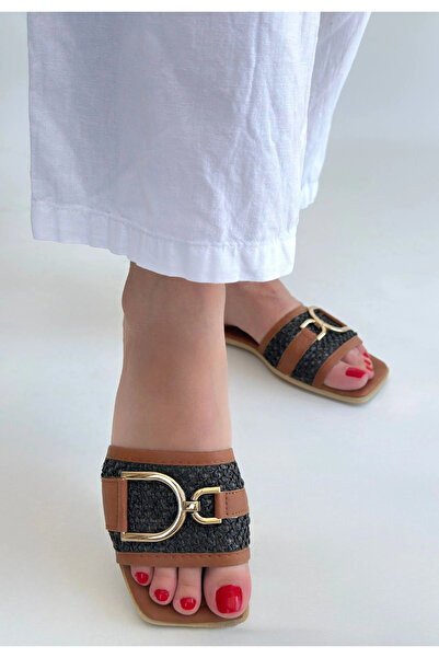 ALFA AKSESUAR 03 Pier black leather slippers