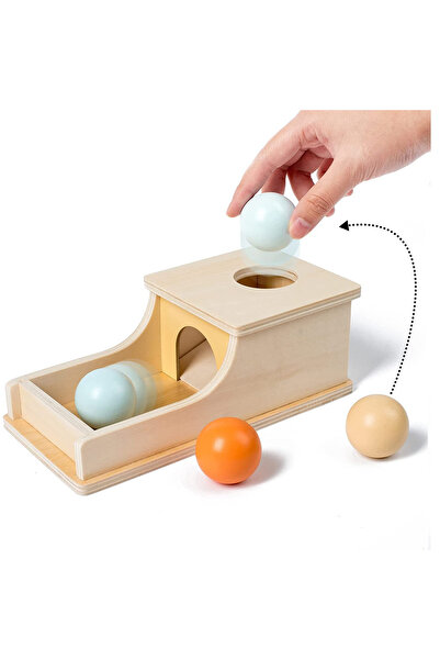 sallma Object permanence box with 3 balls, Montessori wooden game