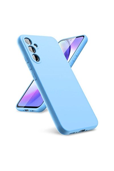 HANPORIUM Samsung Galaxy A17 Compatible Silicone Case - Pastel Color Tone Flexible Cover with Camera Protection - Blue