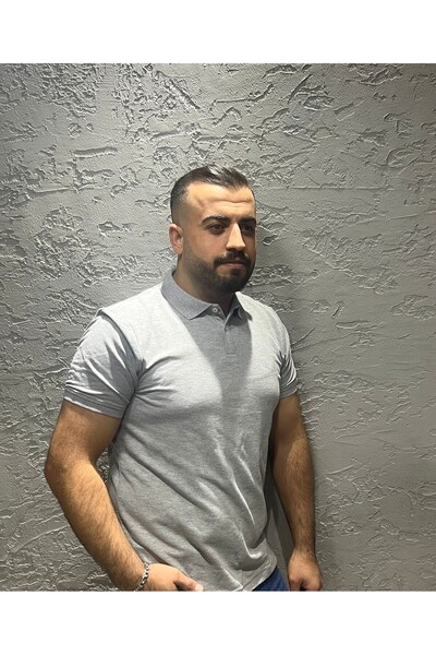 KILIÇ MODA Men's Gray Polo Neck T-Shirt