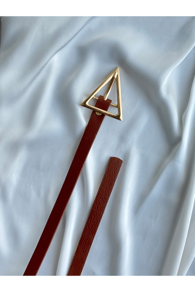 KIRASE Women's Gold Triangle Model Useful Trouser Belt, Coat Belt, Dress Belt Size 120 Cm- Width 1.5 cm