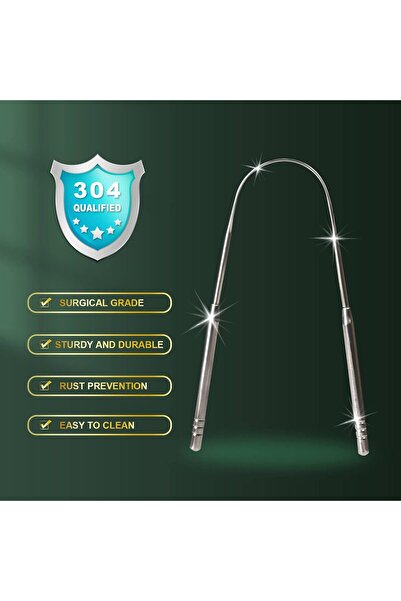 Italo 2 Pack Tongue Scraper, 100% Surgical 304 Stainless Steel Tongue Cleaner for Adults and Kids