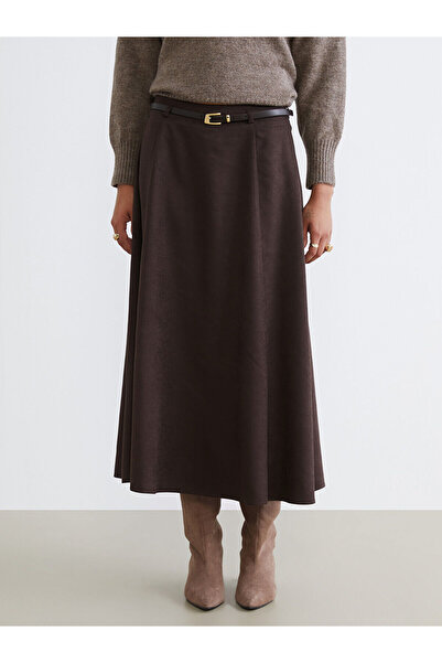 LC Waikiki Φούστα σε γραμμή Α με φερμουάρ στη μέση, νέα σεζόν, με εφέ σουέτ