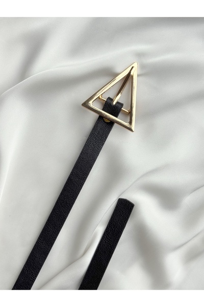 KIRASE Women's Gold Triangle Model Useful Trouser Belt, Coat Belt, Dress Belt Size 120 Cm- Width 1.5 cm