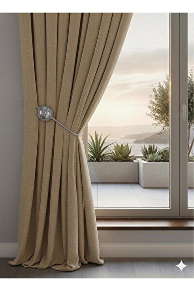 MMTHOME Kornişe Takılan Metal Kolbağı Perde Aksesuarı 1 Adet (Duvar Delmeden ...