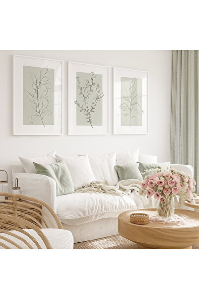 NT Handmade Laminated Framed Pvc Protected 3-Piece Abstract Leaf Pattern Uv Printing Mdf Wall Painting Set