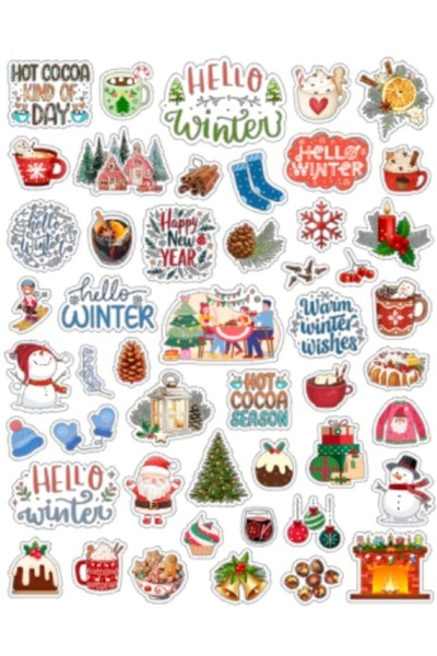 NUNUKİ Hello Winter Welcome Winter Sticker Set New Year Christmas Stickers Sn...