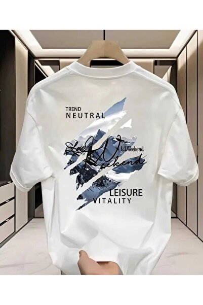 ORVIO Group Abstract Mountain Landscape Printed T-Shirt