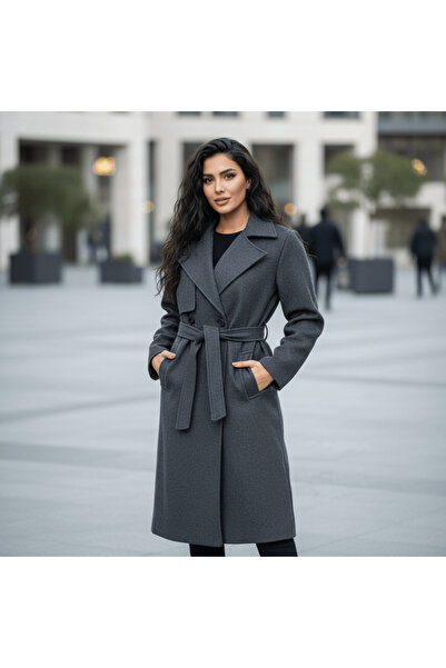 alqarat Long Wool-Blend Wrap Coat