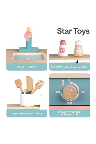 STAR TOYS Wooden toy kitchen for children with refrigerator and oven – Pink