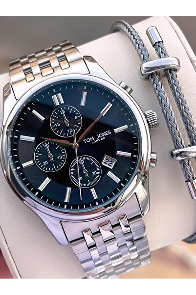Tom Jones Men's Wristwatch 10080 with Bracelet Gift, Steel Strap, 3 Atm Water Resistant, 2 Years Warranty.