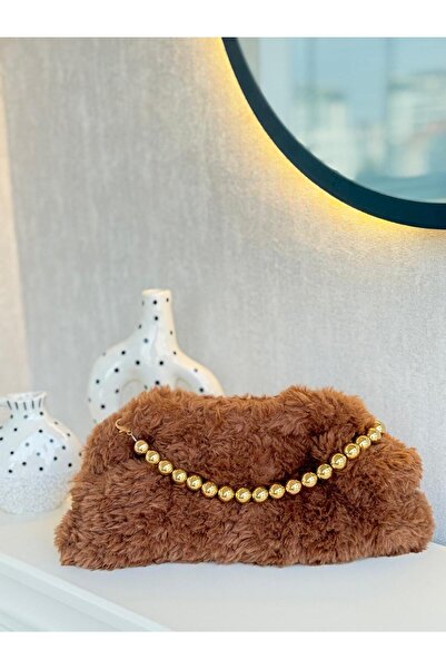 gulora Coffee Tone Puffy Rope Hand Knitted'Cloud' Clutch |   Gold Top Chain Strap