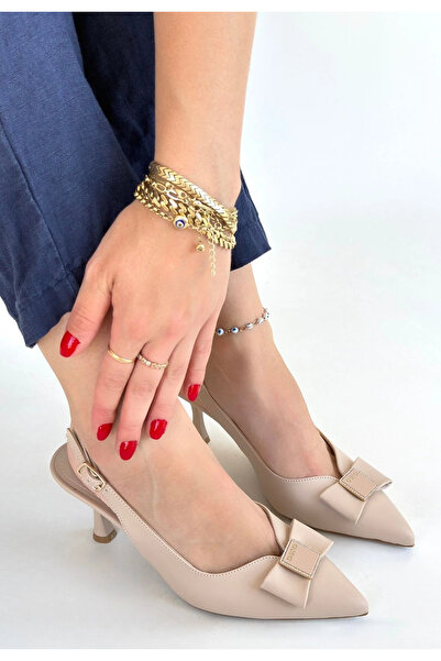 ALFA AKSESUAR 03 Leyya beige leather high heeled shoe