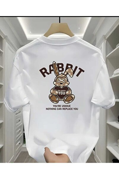 ORVIO Group Teddy Bear Rabbit and Slogan Printed T-Shirt