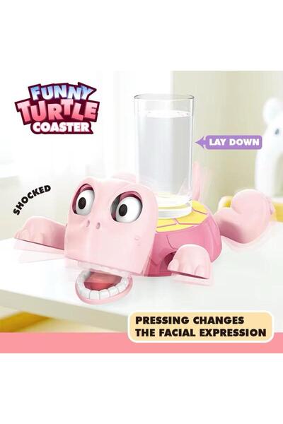 Generic Turtle Coaster – Expression Changes When Cup Is Placed, Fun & Functional Table Decor (DARKtGreen)