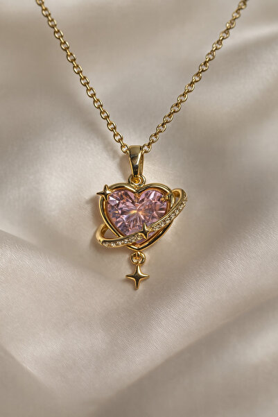 Gofeel Altın Pembe Aşk Kalbi Kolye