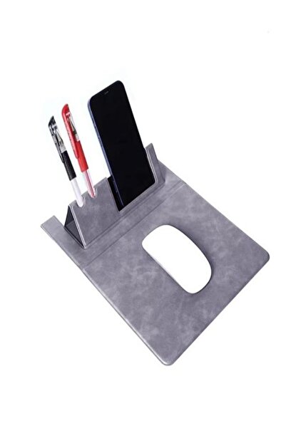 Generic 3-in-1 Desk Mat: Mouse Pad, Phone Stand & Pen Holder – Waterproof, Black, 37x22.5cm