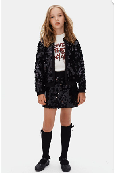 NK 39320 Sequin Black Girl's Suit